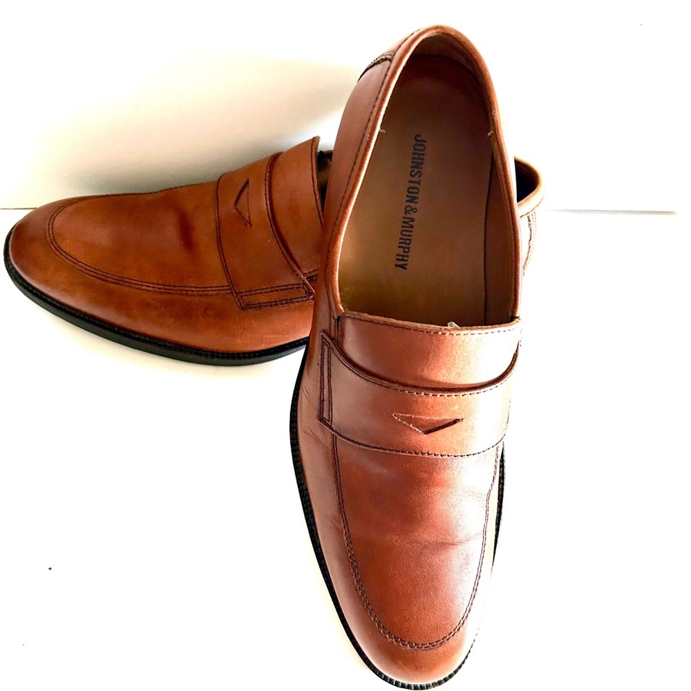Johnston & Murphy Men's Tan Leather Loafers, Sz 9 1/2, New Without Tags